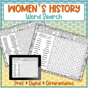 Preview of Women's History Month Word Search Puzzle Activity
