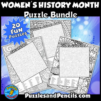 Preview of Women's History Month Word Search Puzzle BUNDLE | 20 Wordsearch Puzzles