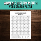 Women's History Month Word Search Puzzle | March Activity