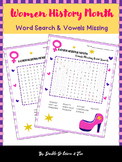 Women’s Day Word Search&Vowels Missing|Worksheet Activitie