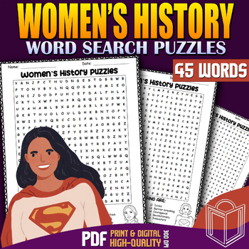 Preview of Women's Day Word Searches Puzzles: Engaging Educational Activities