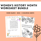 Women's History Month Worksheet Bundle 3rd-8th Grade