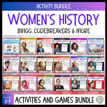Preview of Women's History Month Worksheets Growing Bundle - Worksheets, Puzzles, Games