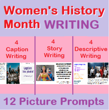 Preview of Women's History Month Writing Prompts with Pictures | International Women's Day