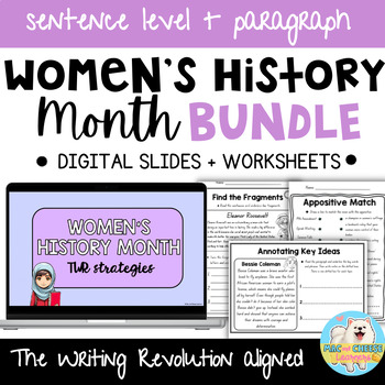 Preview of Women's History Month | Writing Revolution® BUNDLE worksheets + digital slides