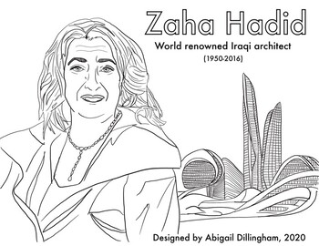 Download Women's History Month Zaha Hadid - Iraqi Architect coloring page by Art by Abi