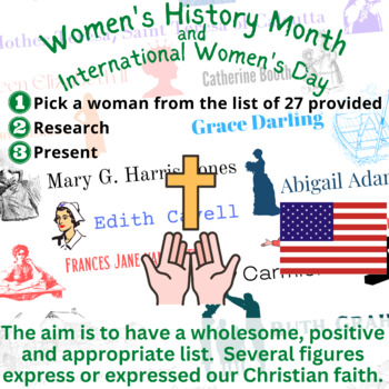 Preview of Women's History Month and Day - Christian, Wholesome, Patriotic List