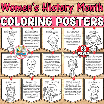 Preview of Women's History Month biography coloring posters bulletin board-classroom decor