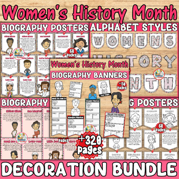 Preview of Women's History Month bulletin board Bundle | classroom decor-posters-styles