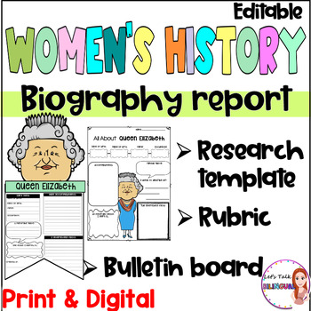 Preview of Women's History Month bulletin board - Research templates