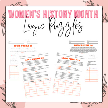 Preview of Women's History Month logic puzzles | Women's History Month Activity