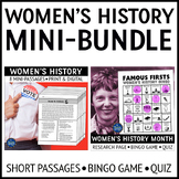 Women's History Nonfiction Reading Passages and Bingo Game