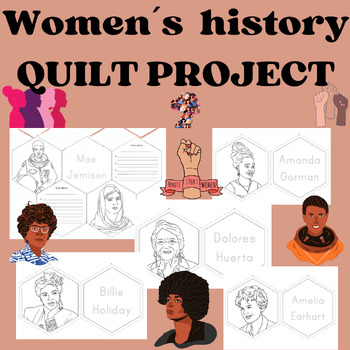 Preview of Women´s History Quilt Collaborative Class Project|Cut out Activitiy|Poster|Fact