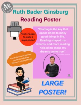 Preview of Women's History | Ruth Bader Ginsburg Large Poster | Hand-Drawn | Printable Art
