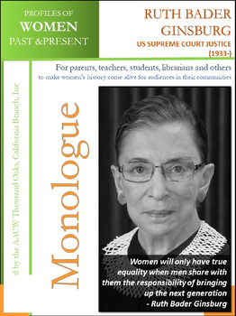 Preview of Women's History - Ruth Bader Ginsburg, United States Supreme Court Justice