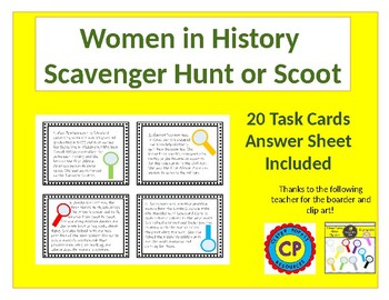 Preview of Women's History Scoot and Scavenger Hunt Task Cards