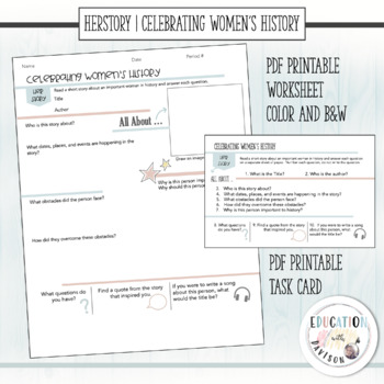 Preview of Women's History | Short story worksheet