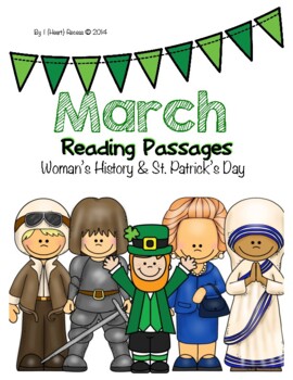 Preview of March Women's History & St. Patrick's Day Passages 3rd 4th 4th Grades
