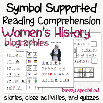 Preview of Women's History - Symbol Supported Picture Reading Comprehension for Special Ed