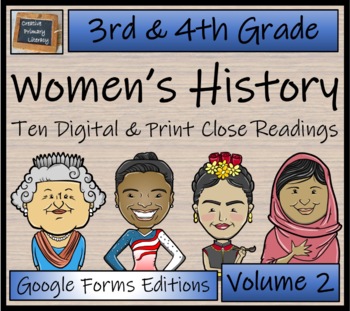 Preview of Womens History Volume 2 Close Reading Bundle Digital & Print | 3rd & 4th Grade