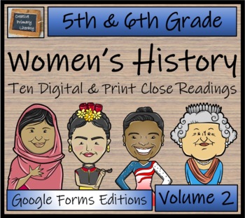 Preview of Womens History Volume 2 Close Reading Bundle Digital & Print | 5th & 6th Grade