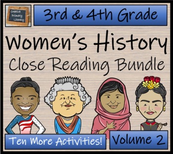 Preview of Womens History Volume 2 Close Reading Comprehension Bundle | 3rd & 4th Grade