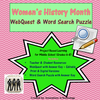 Preview of Women's History WebQuest & Word Search Puzzle