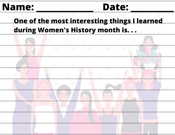 Preview of Women's History Writing Prompt- Easel worksheet-Online Learning/Tutoring