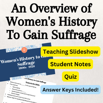 Preview of Women's History from 1800s - 1920 Slideshow Presentation Lecture, Notes, Quiz!