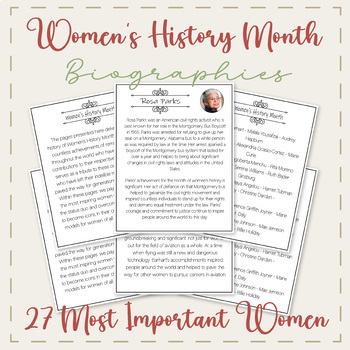 Preview of Women's History Month //  27 Most Important women Biography for Kids