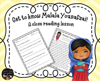 Preview of Women's History month lesson plan/Malala lesson plan/printable lesson/close read