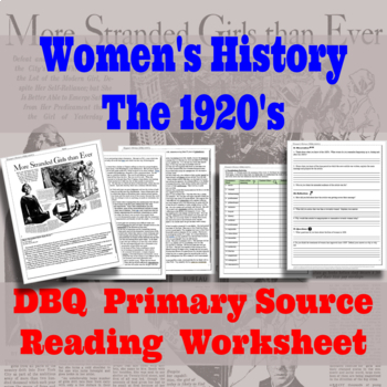Preview of Women's History The 1920's Document Based Questions (DBQ)