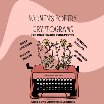 Preview of Women's Poetry Cryptogram Puzzles Women's History Month Middle & High School