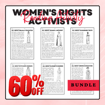 Preview of Women's Rights Activists Reading Activity Pack Bundle | Women's History Month