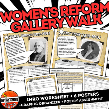 Preview of Women's Rights Reform Gallery Walk or Stations- Women's History Month