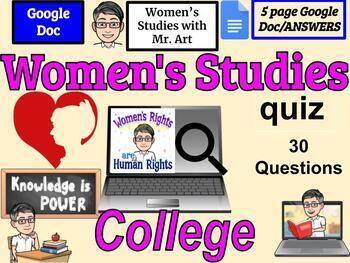 Preview of Women's Studies quiz - college - 30 True/False Questions with Answers