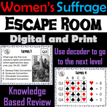 Preview of Women's Suffrage Activity Escape Room (Woman's Rights Movement)
