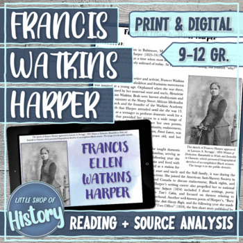 Preview of Women's Suffrage & Black Activism | Frances Harper Reading and Source Analysis