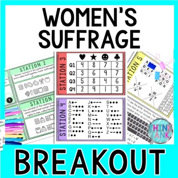 Preview of Women's Suffrage Breakout Activity - Task Cards Puzzle Challenge