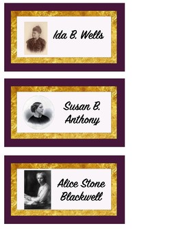 Preview of Women's Suffrage Cards for Bulletin Board or Heads Up Game
