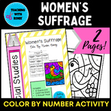 Women's Suffrage Color By Number Activity