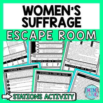 Preview of Women's Suffrage Escape Room Stations - Reading Comprehension Activity