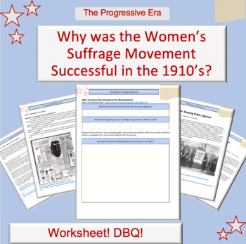 Preview of Women’s Suffrage Movement Lesson Plan | DBQ | 19th Amendment | Progressive Era