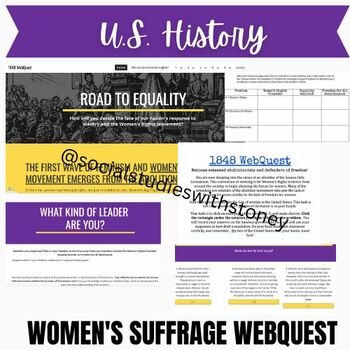 Preview of Women's Suffrage Movement Webquest *Scaffolds included!*