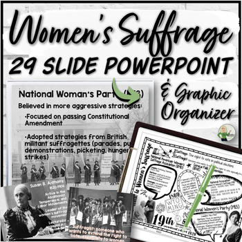 Preview of Women's Suffrage PowerPoint, Graphic Organizer, Interactive Notebook Pages