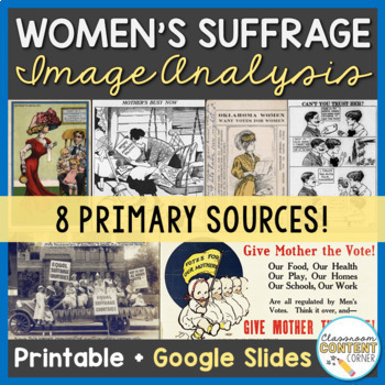 Preview of Women's Suffrage Primary Source Image Analysis Activity + Google Slides