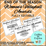 Women's Volleyball Award Certificates 40+ Fully Editable G