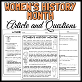 Women’s history Month Reading Comprehension | Article And 