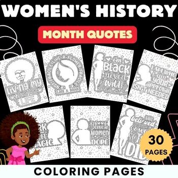 Preview of Women's history month Quotes Coloring Pages Sheets - Fun March Activities