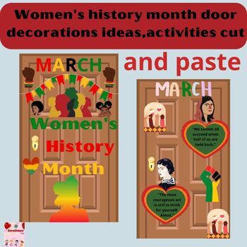 Preview of Women's history month door decorations ideas,activities cut and paste
